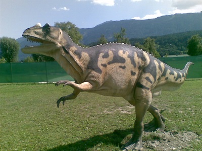 Incorrect reconstruction of Ceratosaurus - hands incorrectly shown missing fourth finger, and hands incorrectly pronated.
